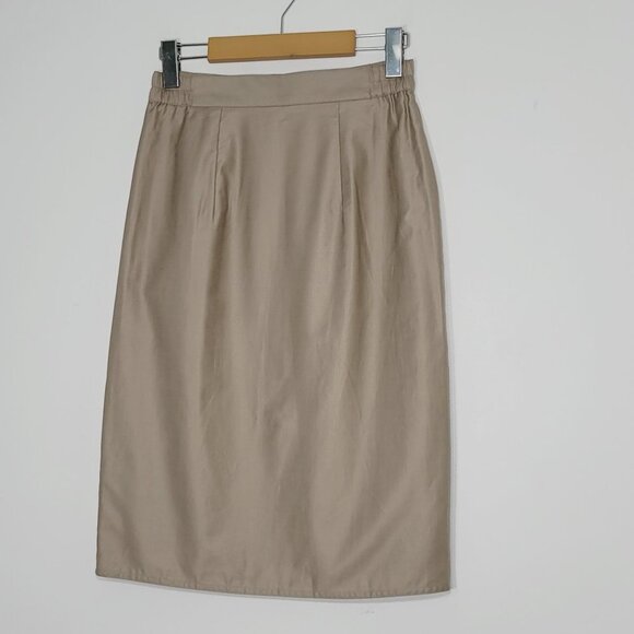NWT Vintage Jac Dale Khaki Tan A-Line Knee Skirt - Picture 1 of 11